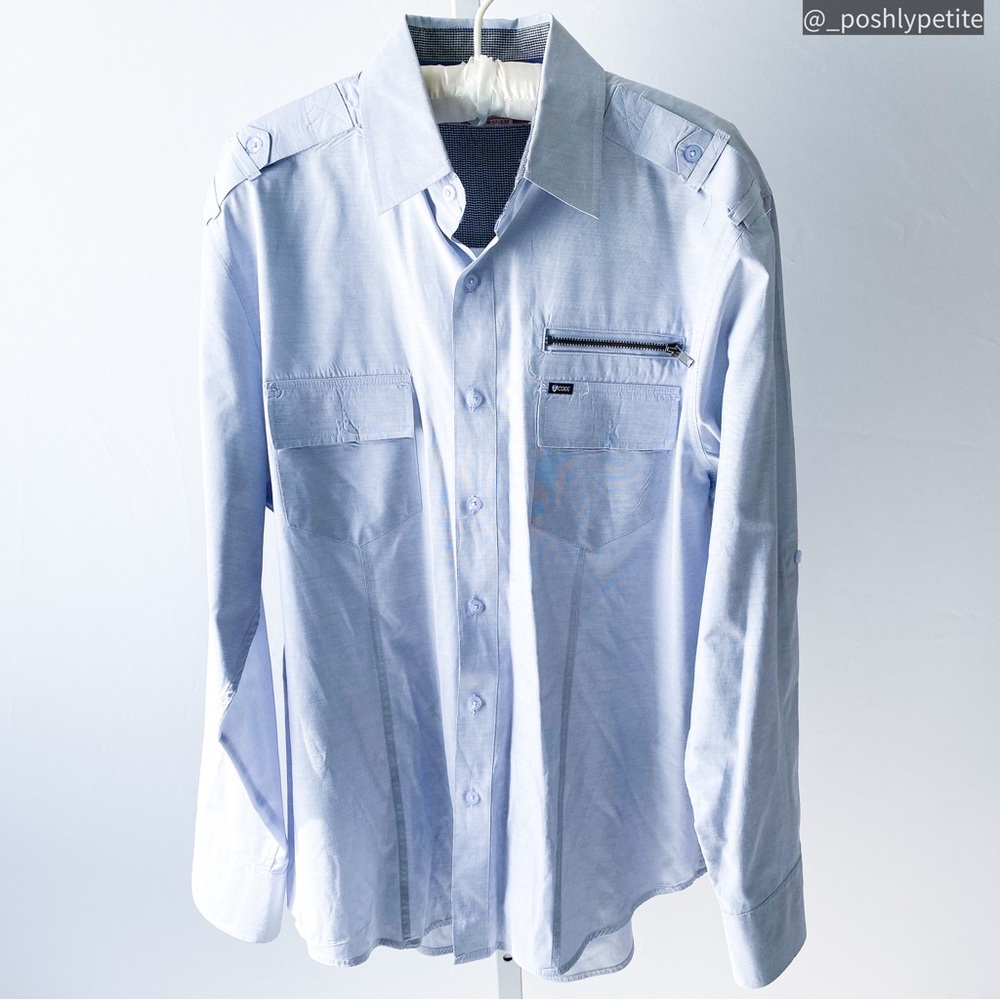 Soverign Code Large Light Blue Button Down Shirt … - image 8